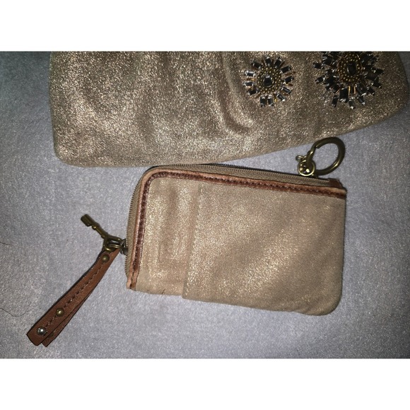 Fossil Sparkly Embellished Wristlet and Coin Purse Tan - Picture 9 of 9
